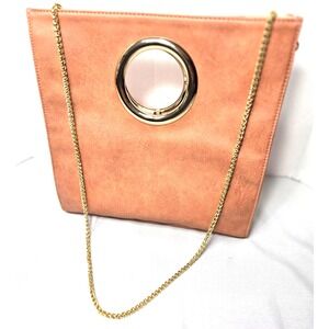 Chateau Ring Hand bag Soft Peach fx Leather removable Chain shoulder strap NWT